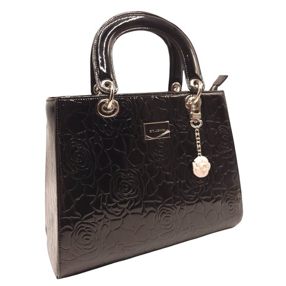 St. John Handbags - NWT St. John Rhodium Rose Blush Embossed Patent Leather Purse Bag Satchel